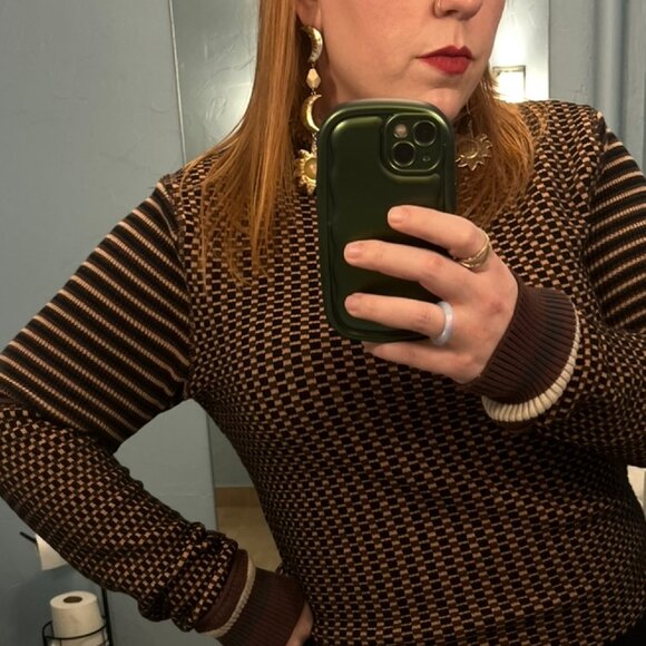 Free People Gamer Cuff Turtleneck Sweater Black Combo Women's Size L - Picture 4 of 4